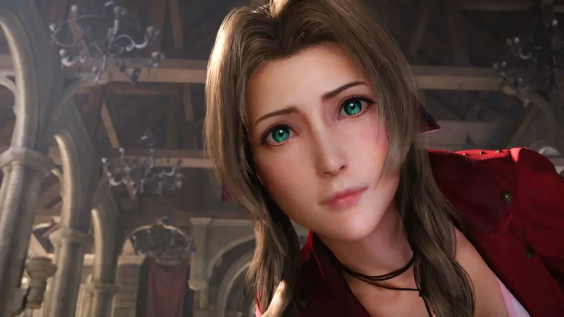 Final Fantasy 7 Remake Screenshot zeigt Aerith mit besorgtem Gesichtsausdruck