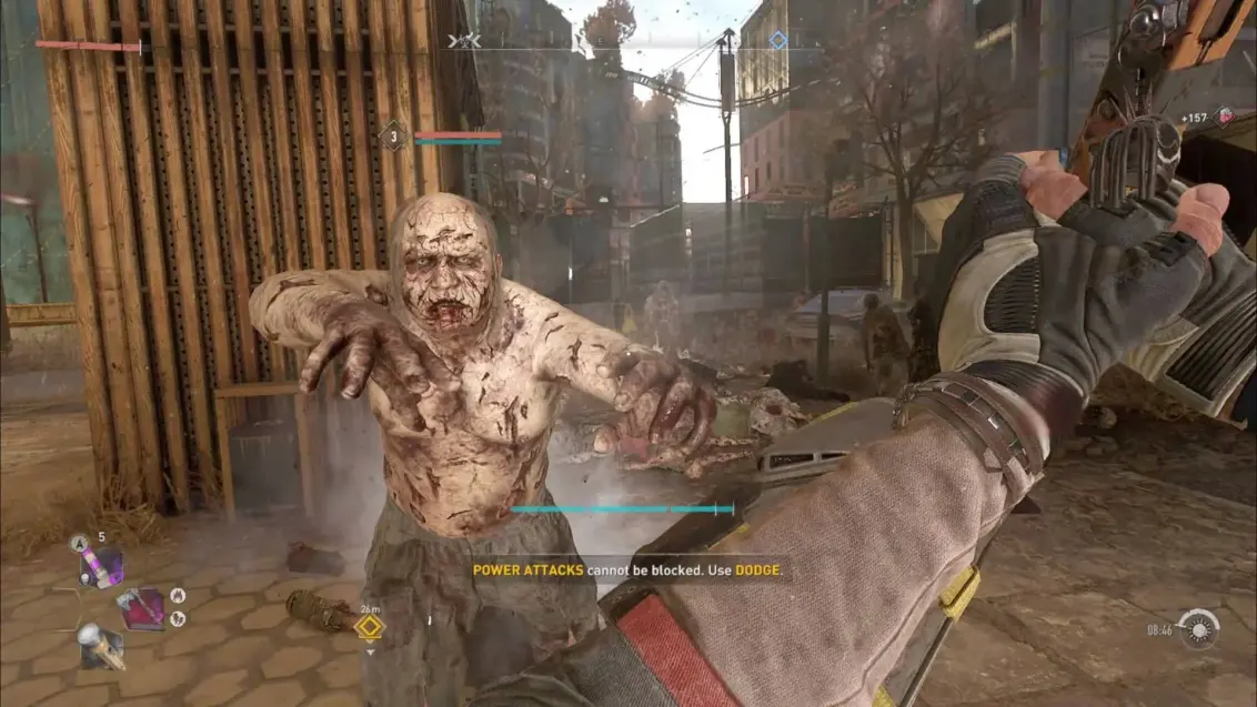 Dying Light 2 Screenshot von Aiden im Kampf mit einem Infizierten