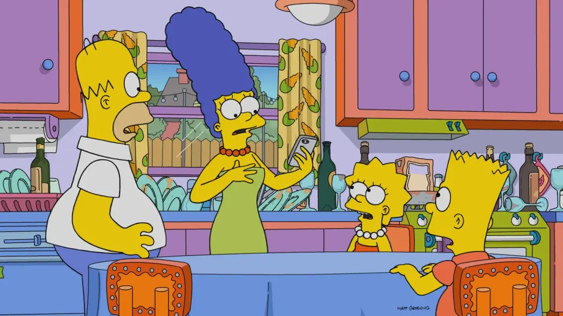 Homer, Marge, Lisa und Bart Simpson in Staffel 36 von Die Simpsons