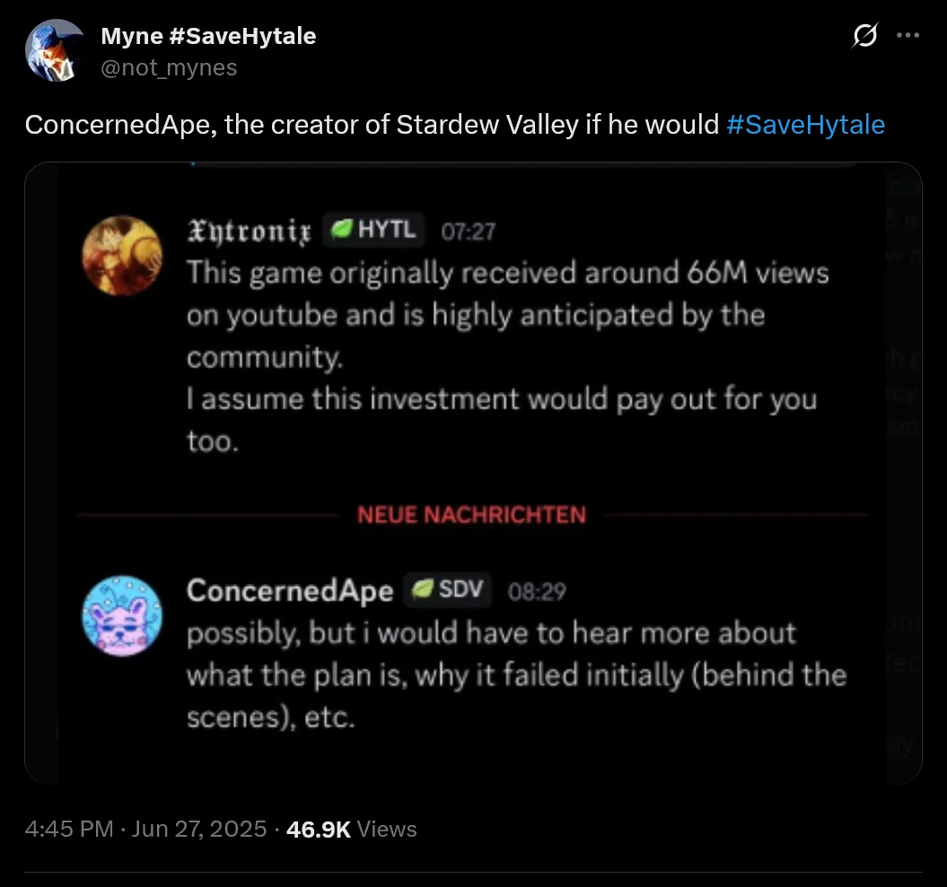 ConcernedApe, der Schöpfer von Stardew Valley, ob er Hytale retten würde