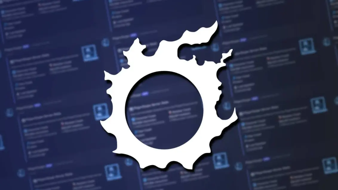 Final Fantasy 14 Quest-Logo auf blauem Hintergrund mit Computertext