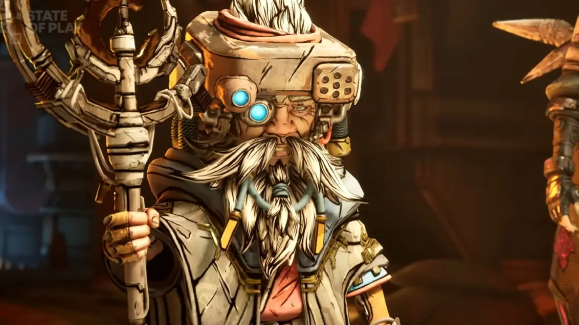 Ein alter Mann mit einem Stab in Borderlands 4