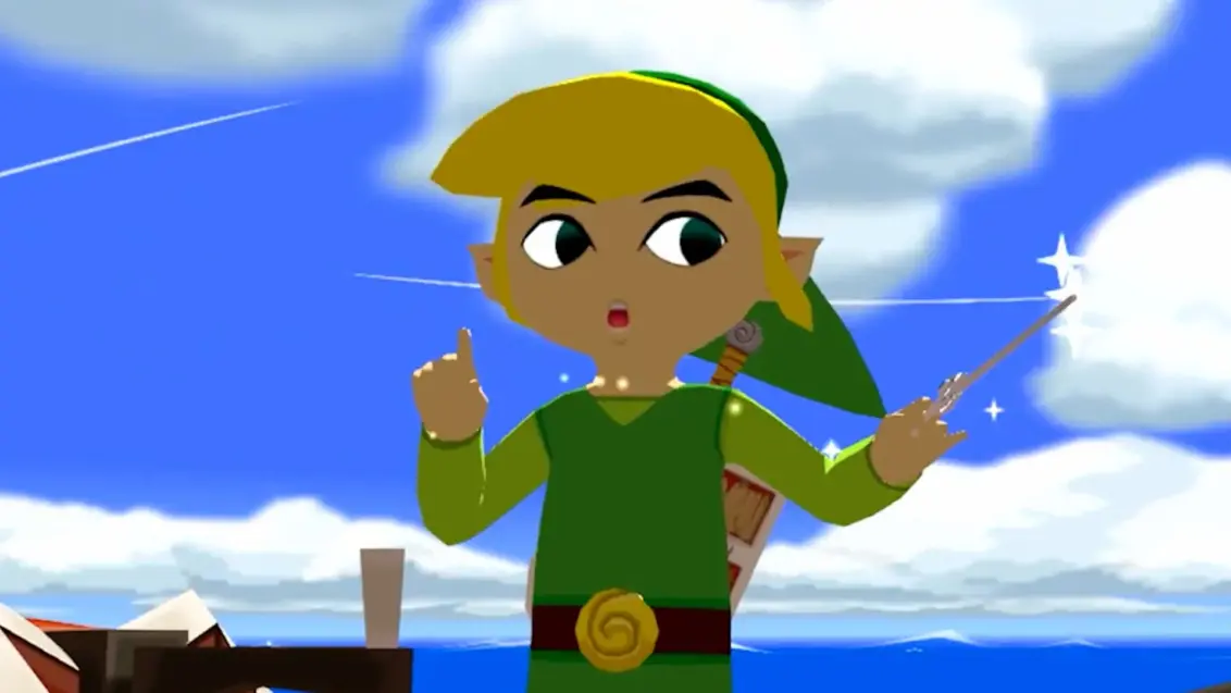The Legend of Zelda: The Wind Waker Screenshot von Link beim Dirigieren