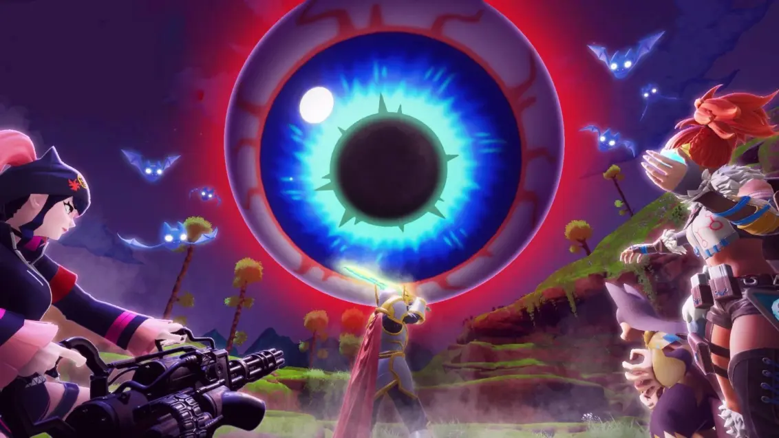 Ein riesiges Auge im Himmel von Palworld für das Terraria-Crossover-Update Tides of Terraria