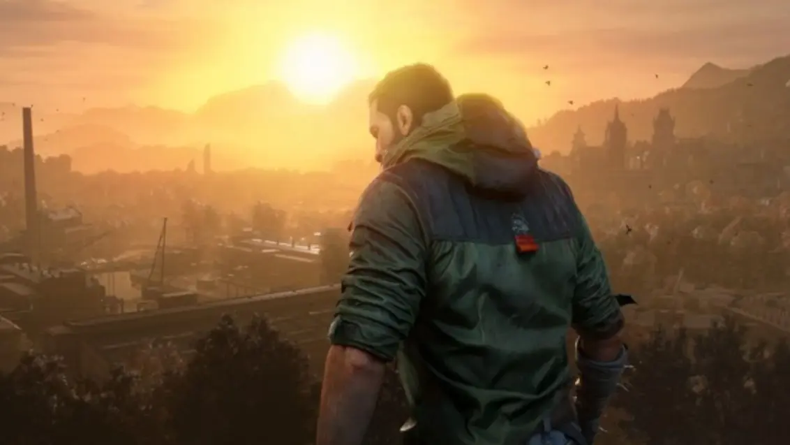 Kyle Crane blickt bei Sonnenuntergang im kommenden Spiel Dying Light: The Beast.