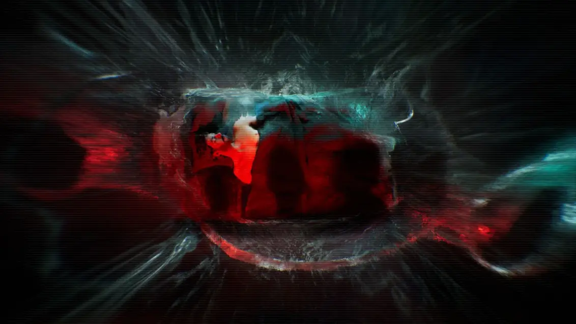 The Alters Gameplay-Screenshot zeigt den Protagonisten schlafend im Bett, während drei Schatten seiner Klone über ihm stehen, um ihn zu töten