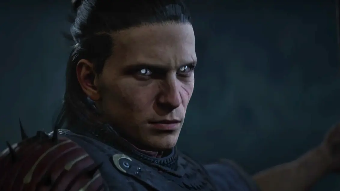 Eine Nahaufnahme von Coen während des Trailers zu The Blood of Dawnwalker.