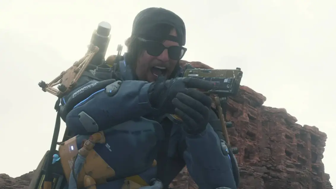 death stranding 2 sam zielt mit handfeuerwaffe