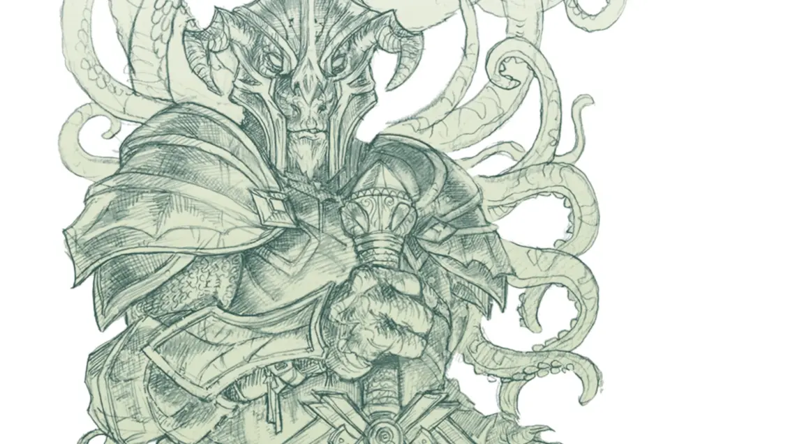 Ein Hexenmeister/Paladin-Multiclass schwingt eine verfluchte Klinge im D&D 2024-Regelwerk.