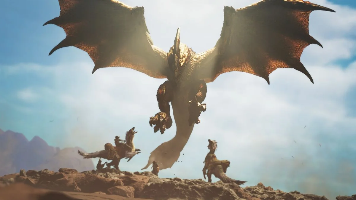 Seregios in einer Monster Hunter Wilds-Zwischensequenz.