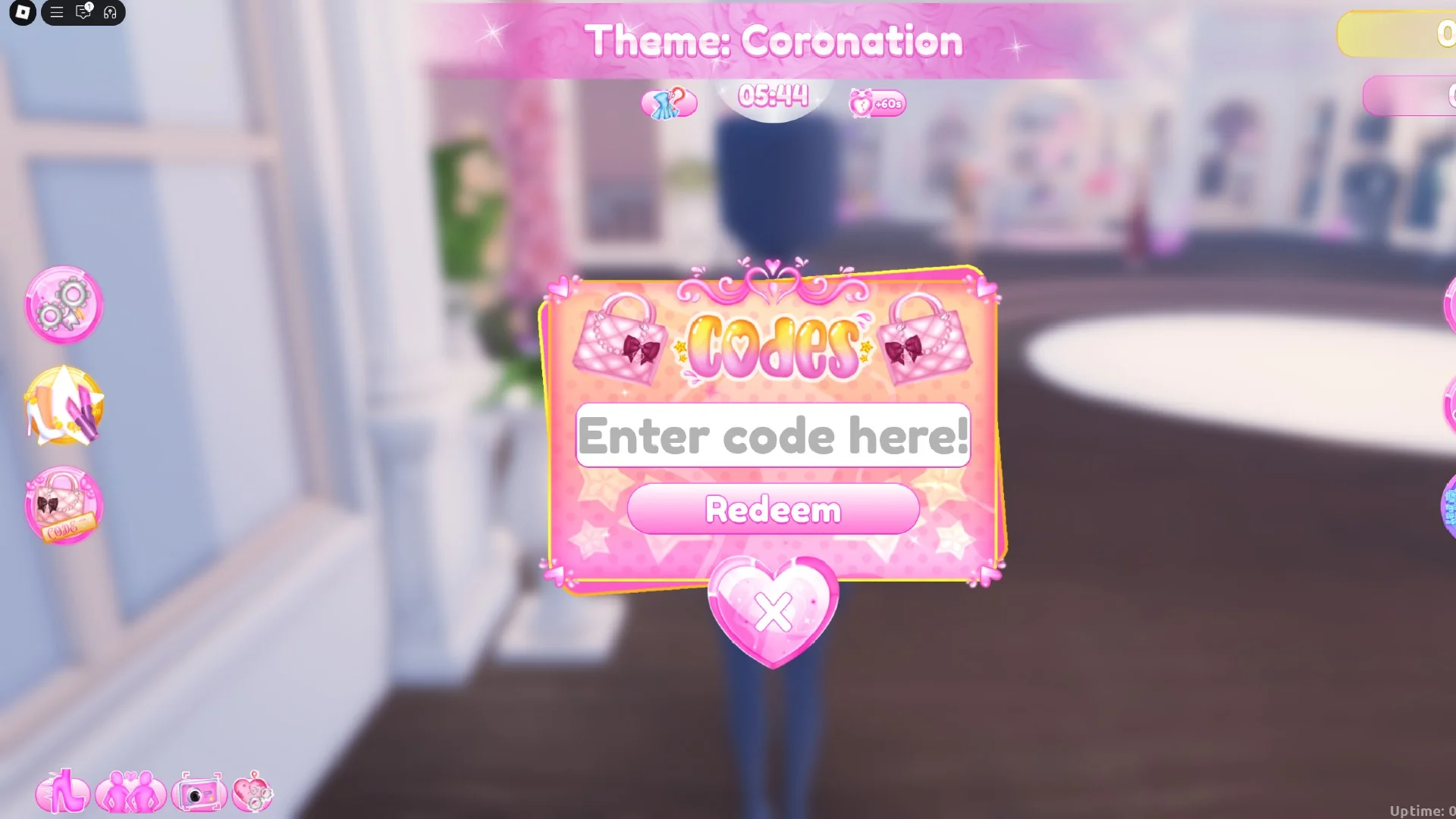 Roblox Dress To Impress Code-Einlöseseite mit einem Textfeld, das "Geben Sie hier den Code ein" und einen "Einlösen"-Button zeigt