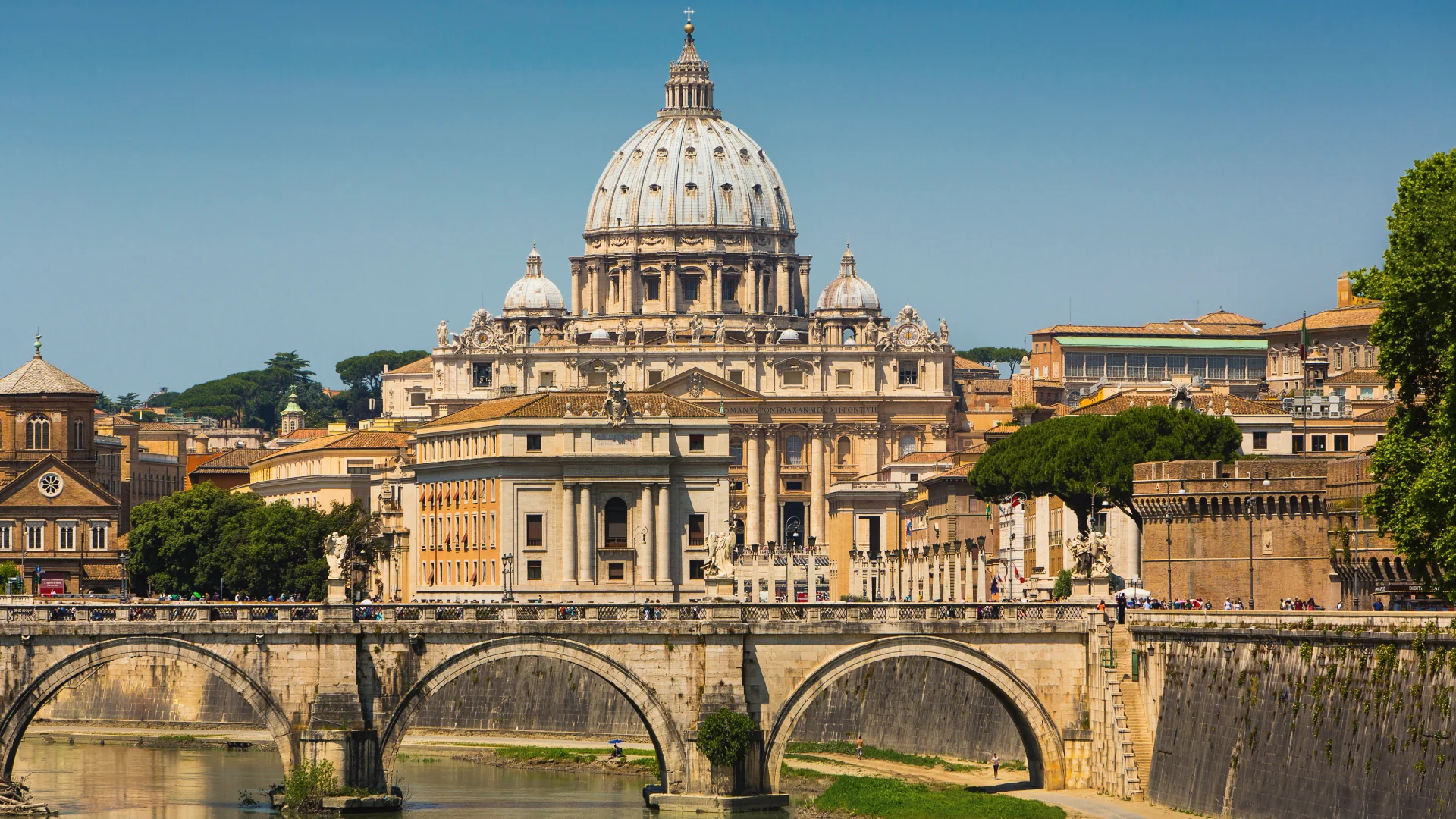 Vatikan mit dem Tiber und der St. Peter's Basilika, Rom, Italien
